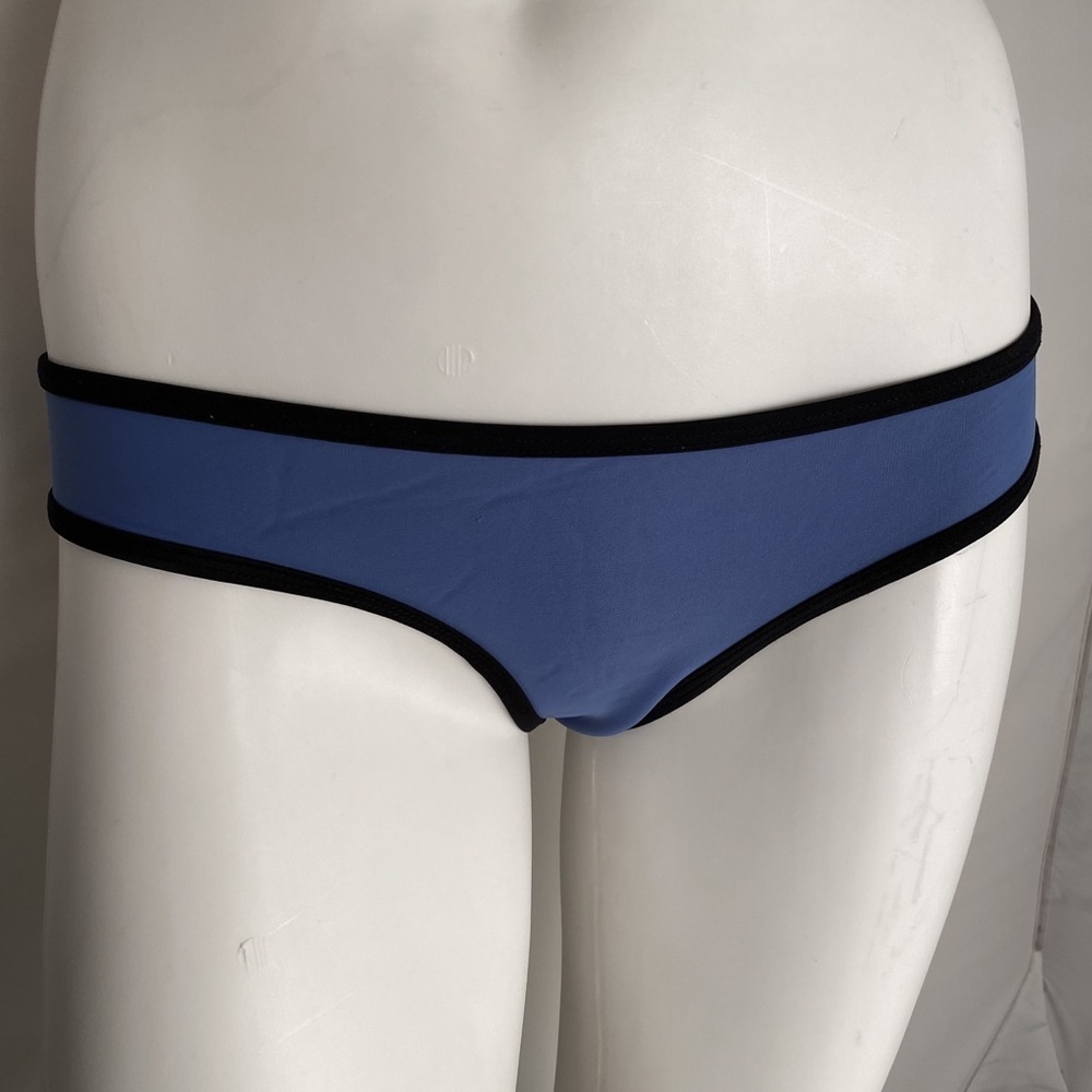 Triangl blue neoprene bikini bottom black trim S